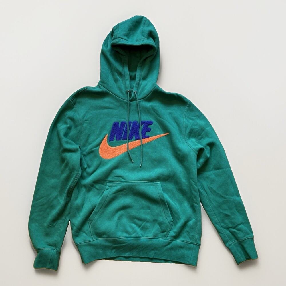 Nike Fleece Hoodie Size Small Mens Blue Orange Club Brushed Back Chenille Futura